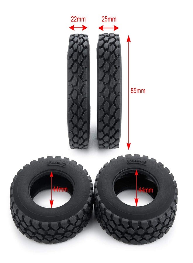 Que-T 4pcs 25mm Rubber Wheel Tires Tyres for Tamiya Trailer Tractor Truck 1: 14 RC Car (25mm) - Image 2